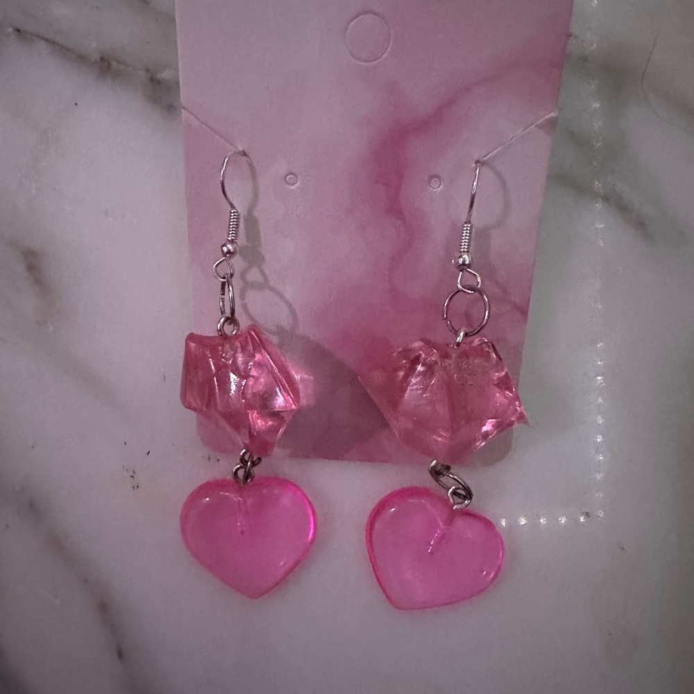 Exquisite luxury pink dangled earrings (handmade) - Picture 3 of 6